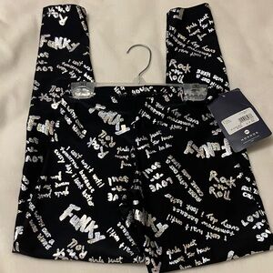 NWT Mondor Black and Silver Graphic Dance Leggings Sz Small-petite